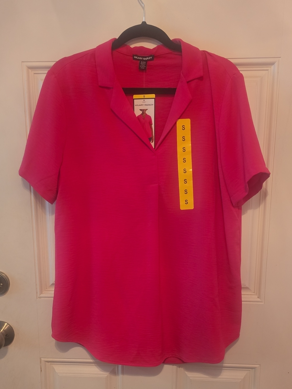 Hilary Radley Bright Pink Short-Sleeve Polo Top